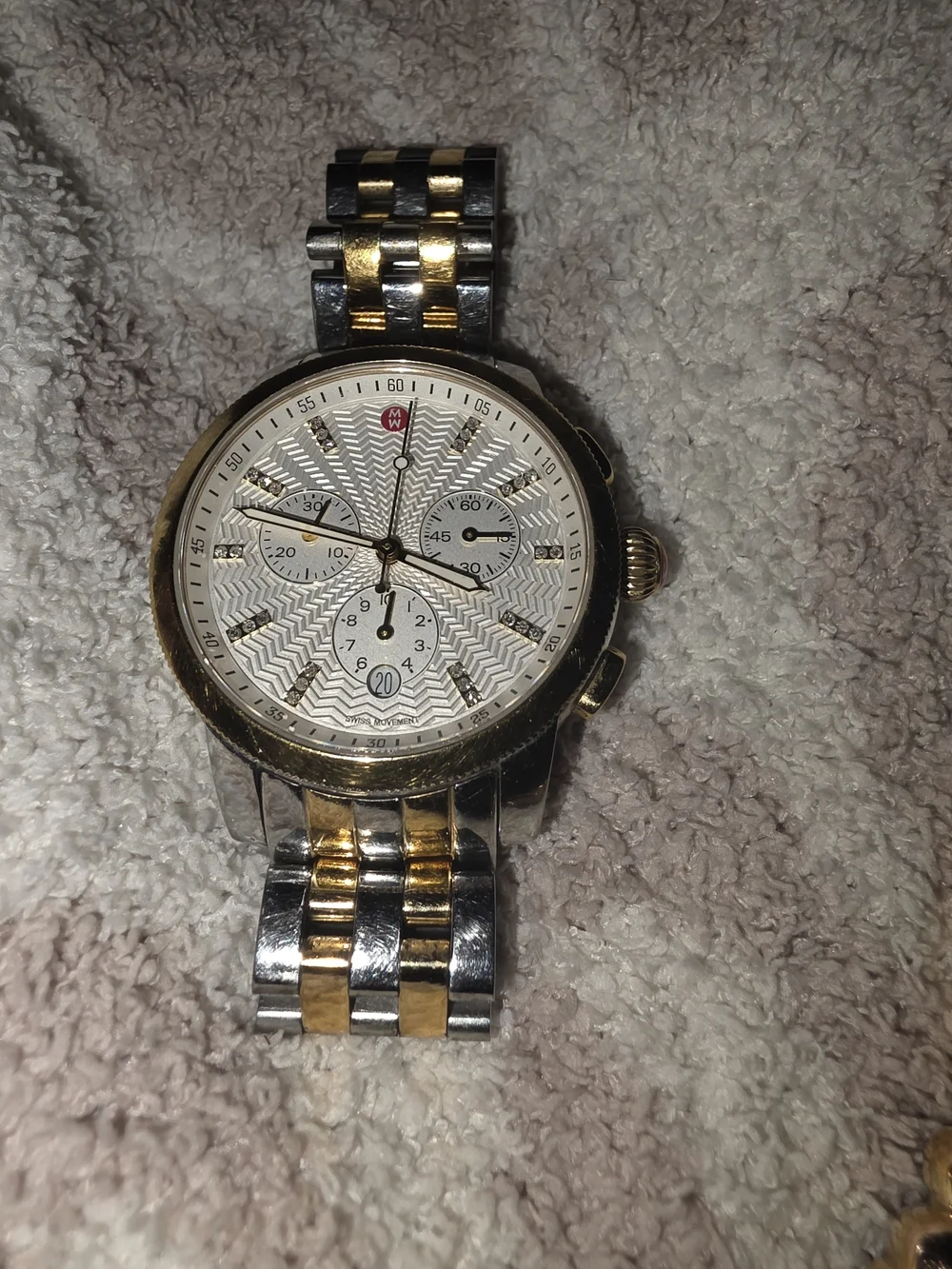 💥MICHELE💥 Women's Two-Tone Gold & Silver Chronograph Watch